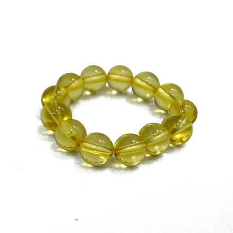 Lemon Amber Round Bead Stretch Ring