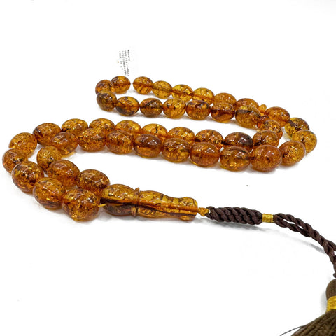 Cognac Amber Egg Shape 14x11 mm Islamic Prayer Beads
