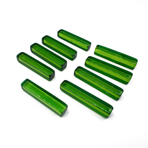 Green Amber Rectangular Free Shape Cabochons