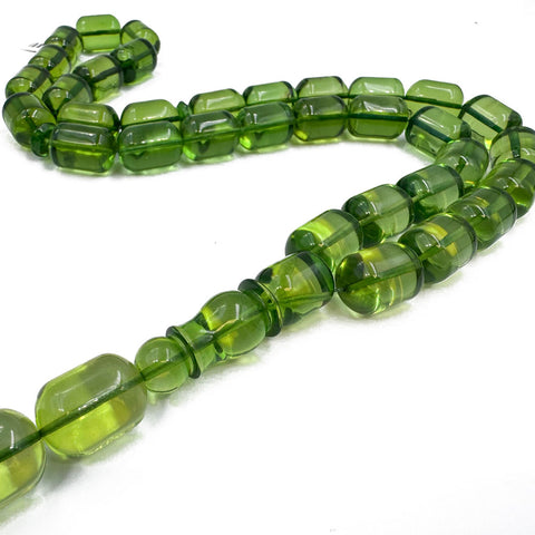 Green Amber Barrel Shape 13 mm Islamic Prayer Beads