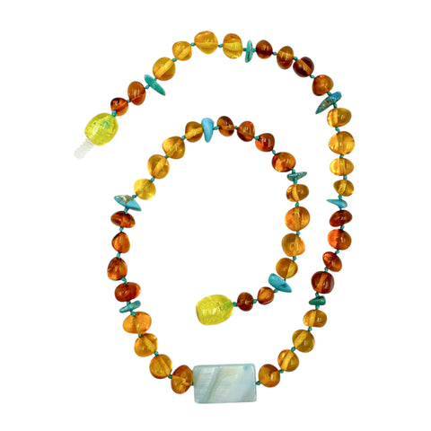 "KIDDO" Lemon & Cognac Amber Baroque Beads Baby Necklace