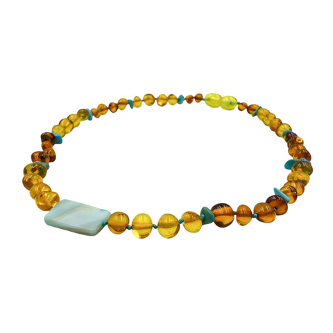 "KIDDO" Lemon & Cognac Amber Baroque Beads Baby Necklace