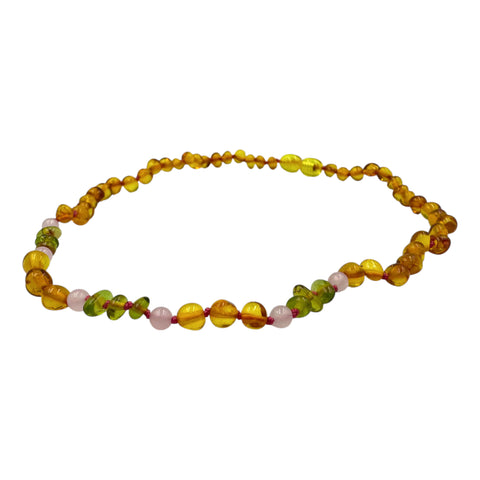 "KIDDO" Lemon & Green Amber Baroque Beads Baby Necklace