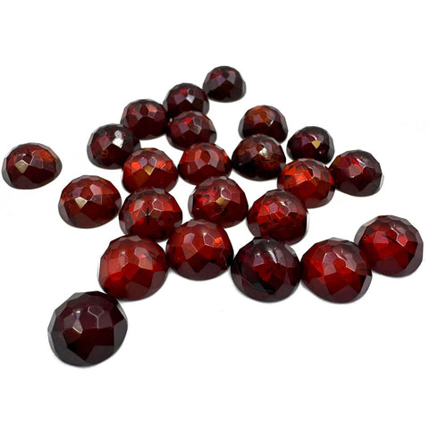 Cherry Amber Calibrated Faceted Round Cabochons