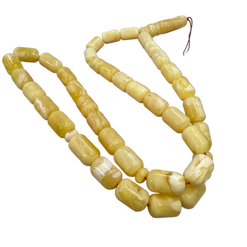 White With Yellow Amber Barrel Shape 9.5 mm Islamic Prayer