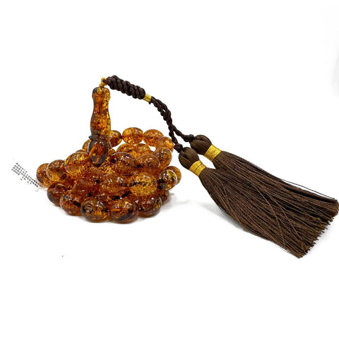 Cognac Amber Egg Shape 14x11 mm Islamic Prayer Beads