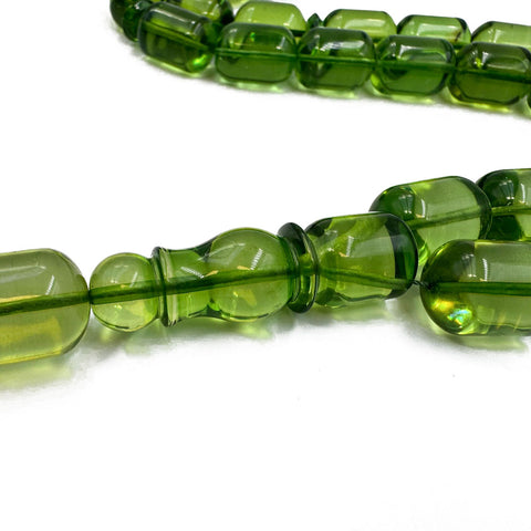 Green Amber Barrel Shape 13 mm Islamic Prayer Beads