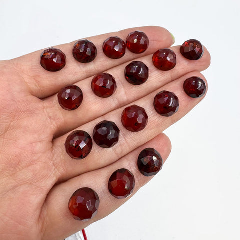 Cherry Amber Calibrated Faceted Round Cabochons
