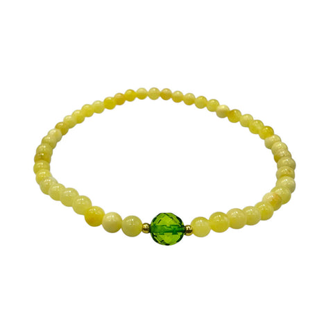 Milky Amber Round Beads Stretch Bracelet
