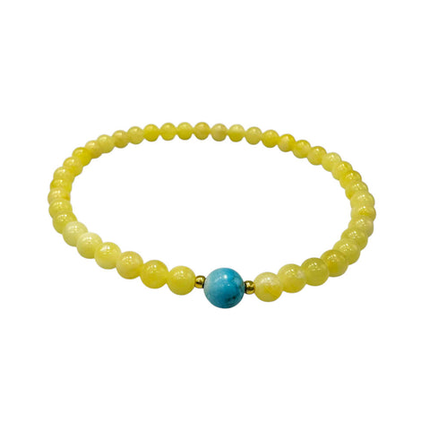 Milky Amber Round Beads Stretch Bracelet