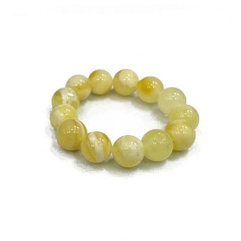 Milky Amber Round Bead Stretch Ring