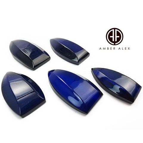 Blue Amber Free Shield Shape Cabochons