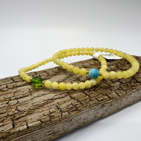 Milky Amber Round Beads Stretch Bracelet