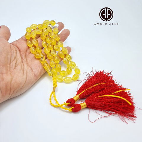 Transparent Amber Olive Shape 9 mm Islamic Prayer Beads