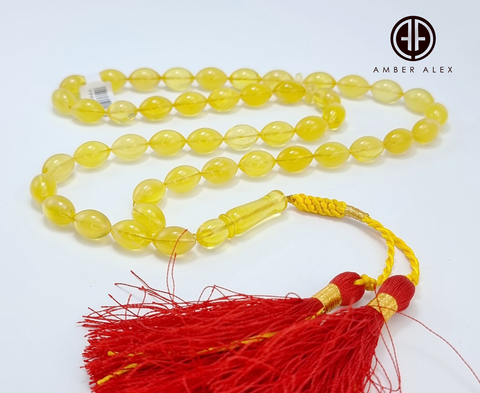 Transparent Amber Olive Shape 9 mm Islamic Prayer Beads