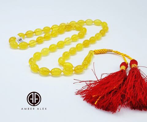 Transparent Amber Olive Shape 9 mm Islamic Prayer Beads