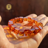 Cognac color Amber Cube Beads Stretch Bracelet