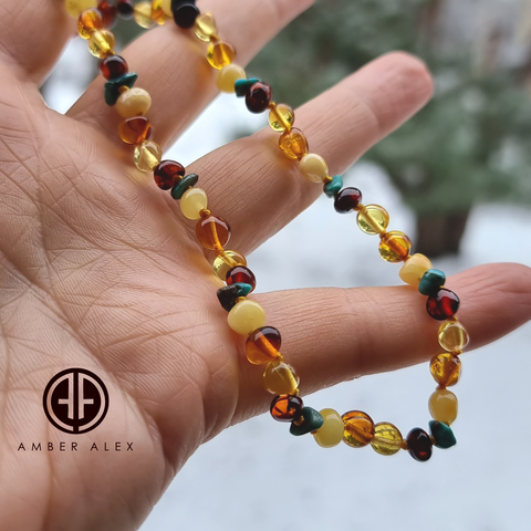 "KIDDO" Multi-Color Amber Baroque Beads Baby Necklace