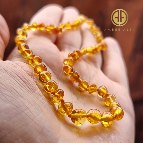 "KIDDO" Lemon Amber Baroque Beads Baby Necklace