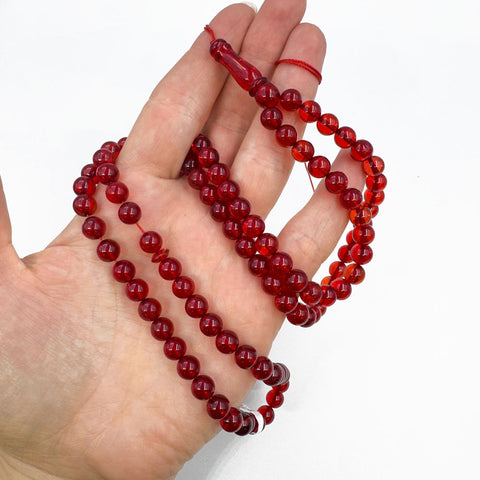 Red Amber Round Shape Beads 7 mm Islamic Prayer Beads