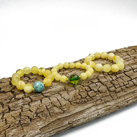 Milky Amber Round Bead Stretch Ring