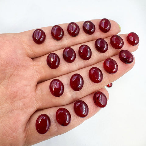 Red Amber Calibrated Oval Cabochons