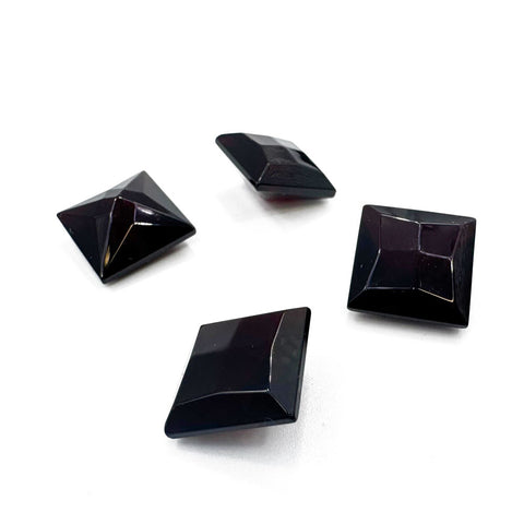 Cherry Amber Faceted Square Diamond Cut Stone