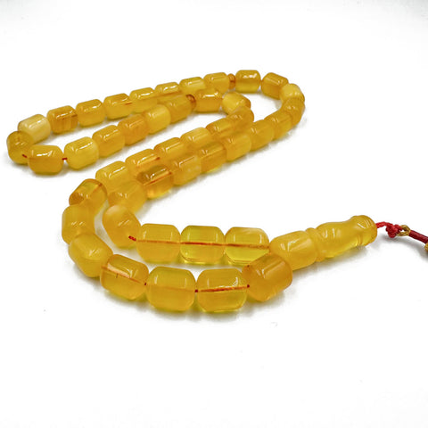 Yellow With White Amber Barrel Shape 9.5 mm Islamic Prayer