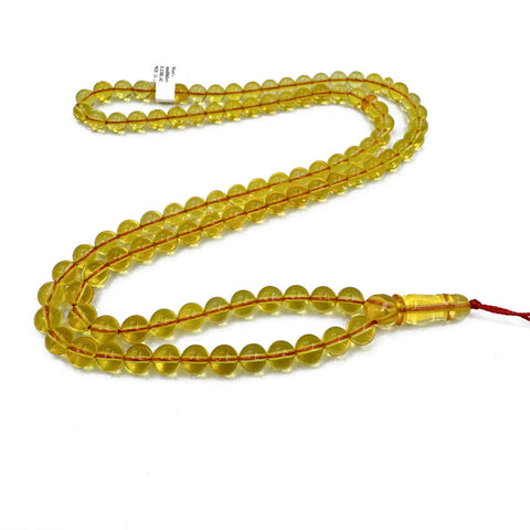 Transparent Amber Round Shape 6 mm Islamic Prayer Beads