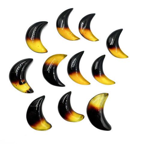 Gradient Amber Handmade Moon Cabochons