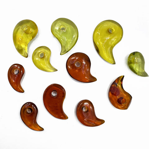 Multi-Color Amber Magatama Beads