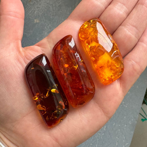 Cognac Amber Rectangular Free Shape Cabochons