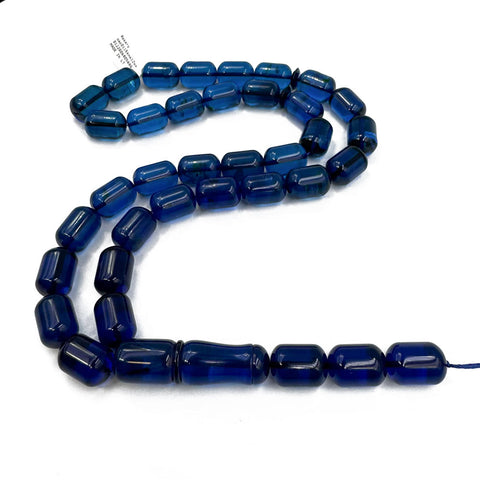 Blue Amber Barrel Shape Beads 11.5 mm Islamic Prayer Beads