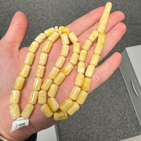 White With Yellow Amber Barrel Shape 7 mm Islamic Prayer