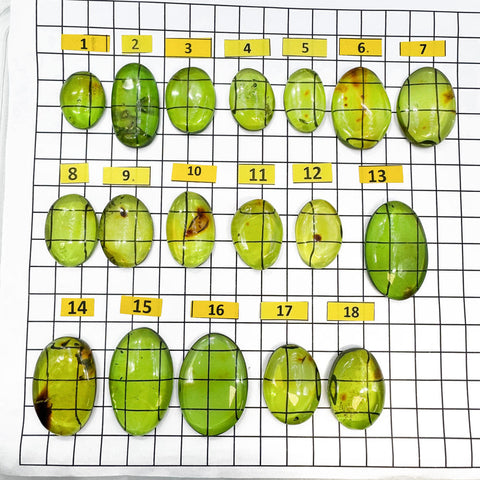 Green Amber Handmade Free Shape Cabochons