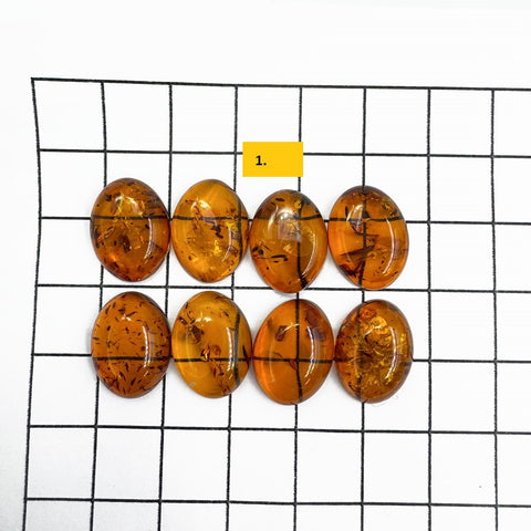 Cognac Amber 12x18 Oval Shape Cabochons Set