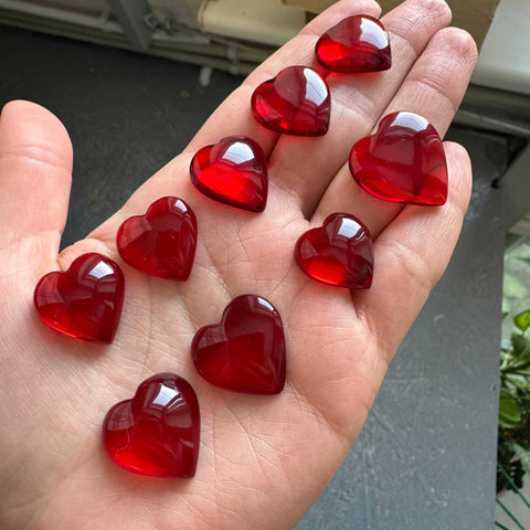 Red Amber Heart Shape Cabochon