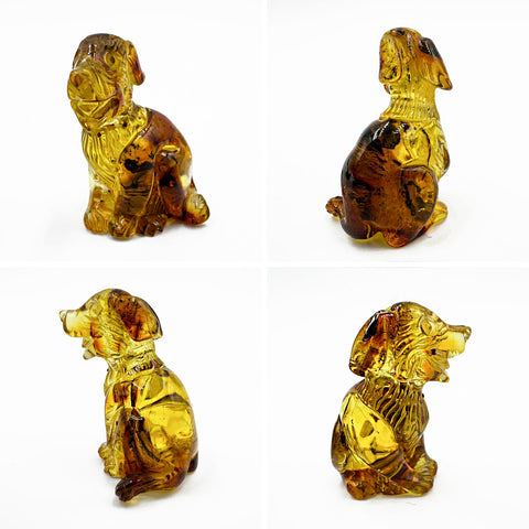 Cognac Amber Carved Dog Figurine