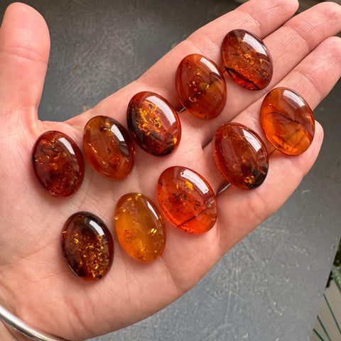 Cognac Amber Oval Shape 18x25 mm Cabochons