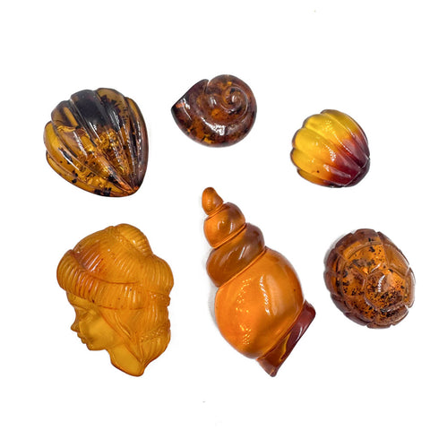 Multi-Color Amber Carved Animals Cabochon