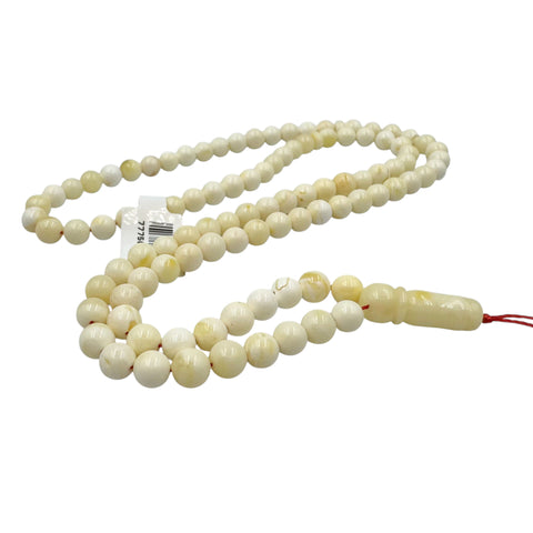 White With Yellow Amber Round Shape 5.5 mm Islamic Rosary Beads
