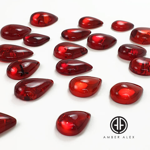 Red Amber Drop Free Shape Cabochons