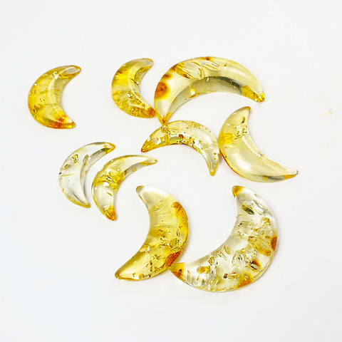 Lemon Amber Moon Shape Cabochon