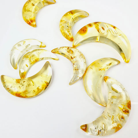 Lemon Amber Moon Shape Cabochon