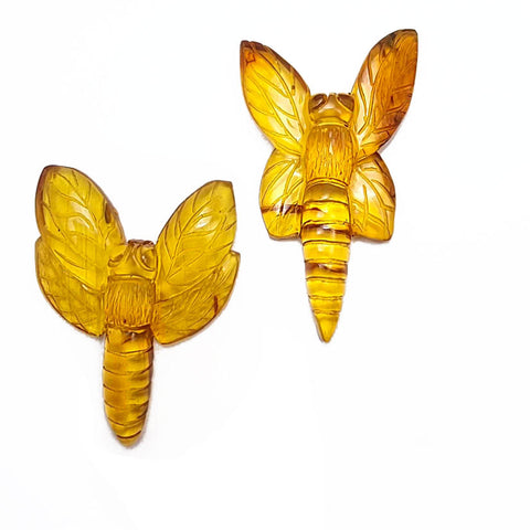 Cognac Amber Carved Dragonfly Cabochon