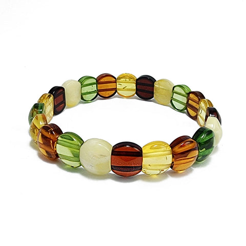 Multi-Color Amber Beads Stretch Bracelet