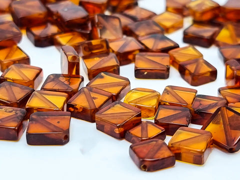 Cognac Amber Calibrated Square Cabochons 10 Pcs