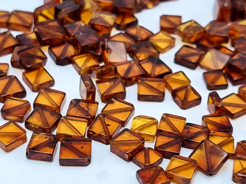 Cognac Amber Calibrated Square Cabochons 10 Pcs