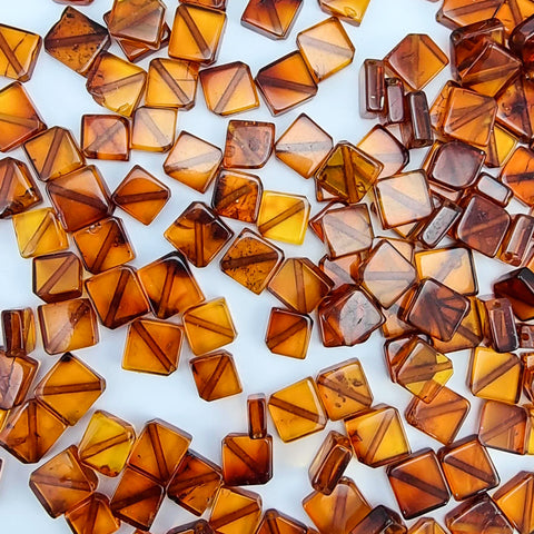 Cognac Amber Calibrated Square Cabochons 10 Pcs