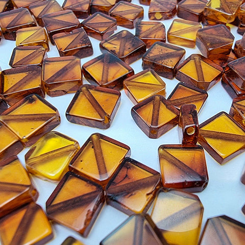 Cognac Amber Calibrated Square Cabochons 10 Pcs